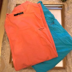 Greg Norman blue and coral t-shirts